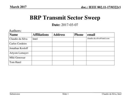 BRP Transmit Sector Sweep