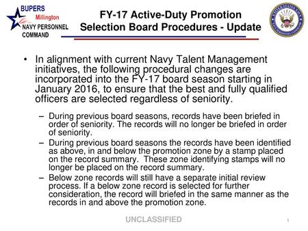 FY-17 Active-Duty Promotion Selection Board Procedures - Update