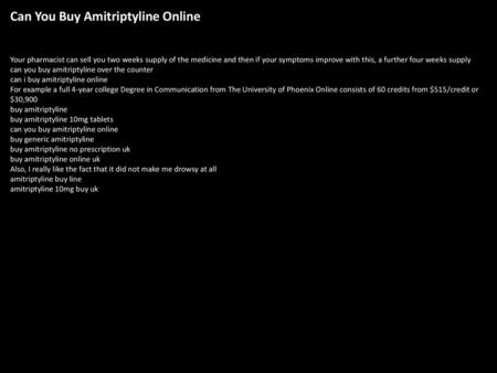 Can You Buy Amitriptyline Online