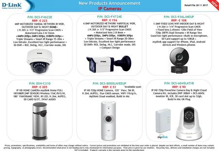 New Products Announcement IP Cameras