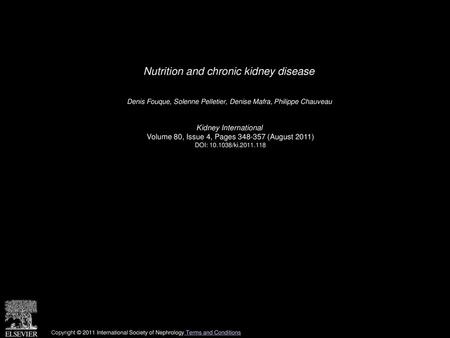 Nutrition and chronic kidney disease