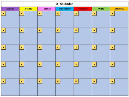 X Calendar SML Monthly calendar template x