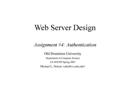 Web Server Design Assignment #4: Authentication