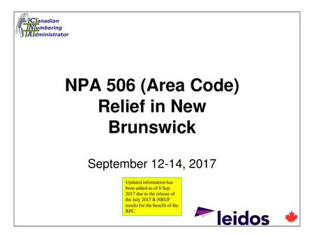 NPA 506 (Area Code) Relief in New Brunswick