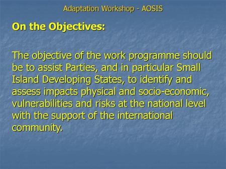 Adaptation Workshop - AOSIS