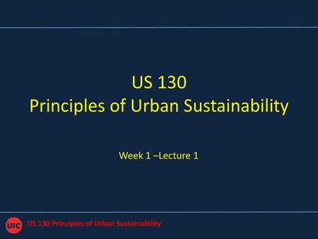US 130 Principles of Urban Sustainability