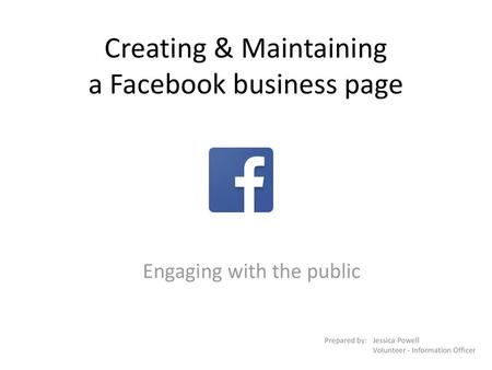 Creating & Maintaining a Facebook business page