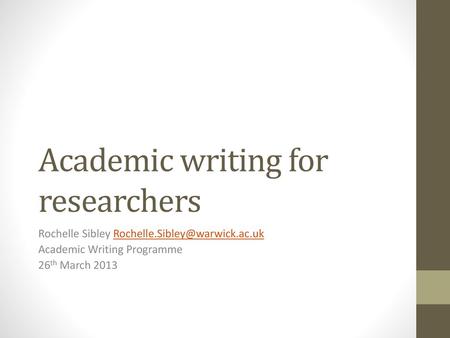 Academic writing for researchers