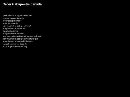 Order Gabapentin Canada