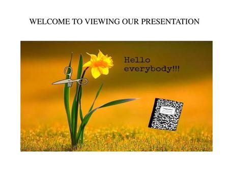 WELCOME TO VIEWING OUR PRESENTATION