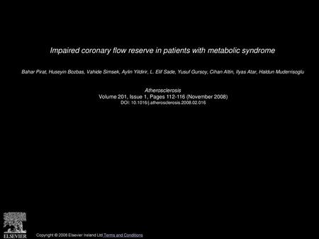 Impaired coronary flow reserve in patients with metabolic syndrome