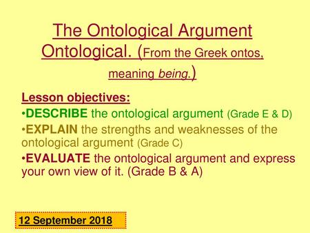 The Ontological Argument Ontological