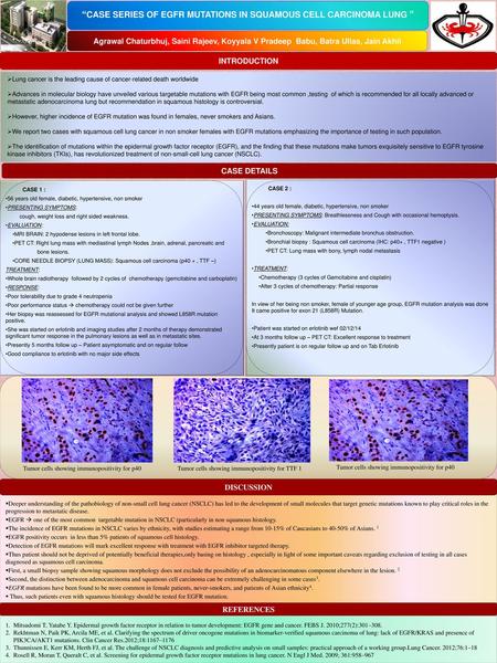 “CASE SERIES OF EGFR MUTATIONS IN SQUAMOUS CELL CARCINOMA LUNG ”
