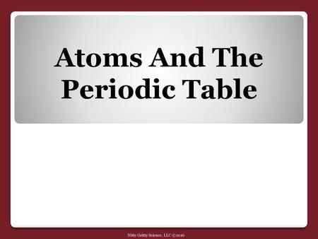 Atoms And The Periodic Table