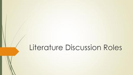 Literature Discussion Roles