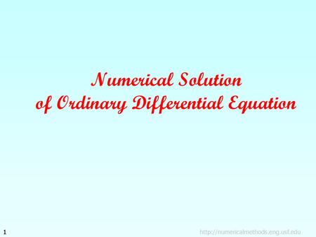 Numerical Solution of Ordinary Differential Equation