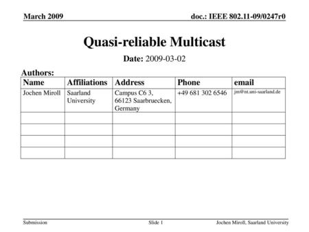 Quasi-reliable Multicast