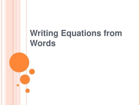 Writing Equations from Words