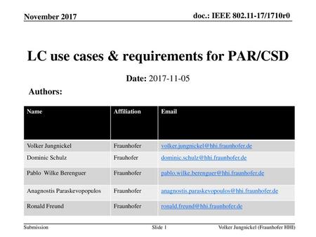 LC use cases & requirements for PAR/CSD