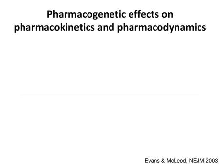 Pharmacogenetic effects on pharmacokinetics and pharmacodynamics