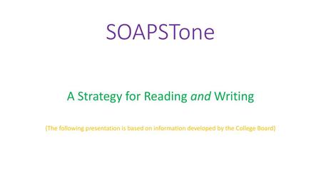 A Strategy for Reading and Writing