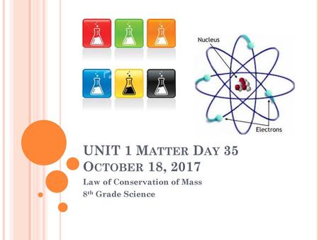 UNIT 1 Matter Day 35 October 18, 2017