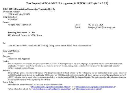 Text Proposal of PC-A-MAP IE Assignment in IEEE D3 (
