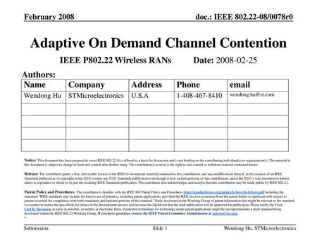 Adaptive On Demand Channel Contention