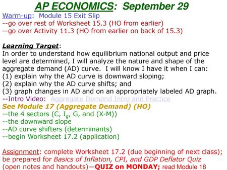 AP ECONOMICS: September 29