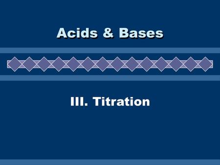 Acids & Bases III. Titration.