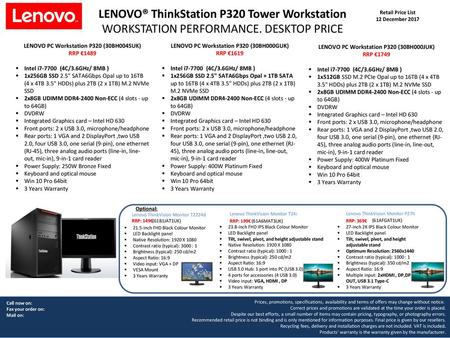 LENOVO® ThinkStation P320 Tower Workstation