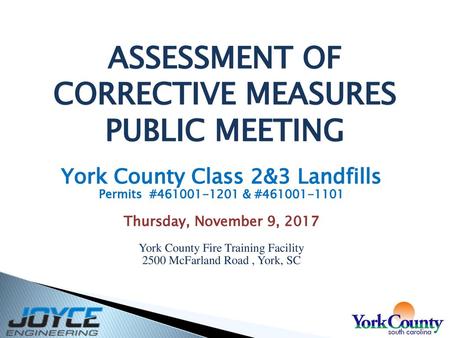 ASSESSMENT OF CORRECTIVE MEASURES PUBLIC MEETING