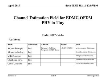 Channel Estimation Field for EDMG OFDM PHY in 11ay