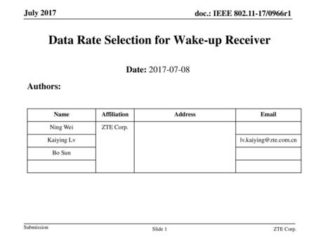 Data Rate Selection for Wake-up Receiver