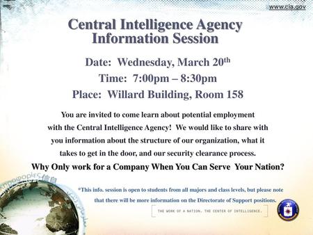 Central Intelligence Agency Information Session