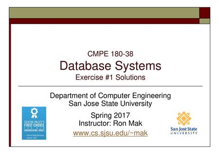 CMPE Database Systems Exercise #1 Solutions