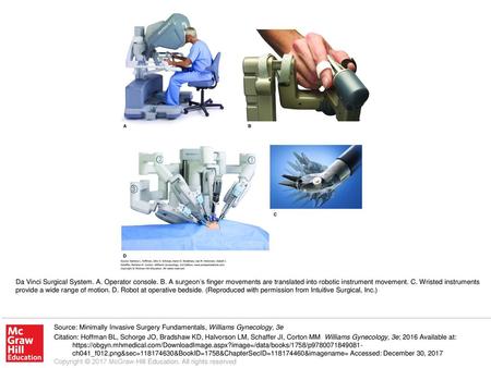 Da Vinci Surgical System. A. Operator console. B
