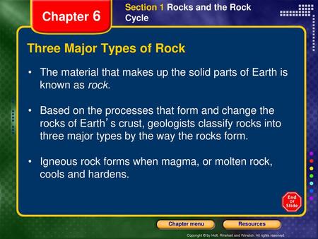 Three Major Types of Rock