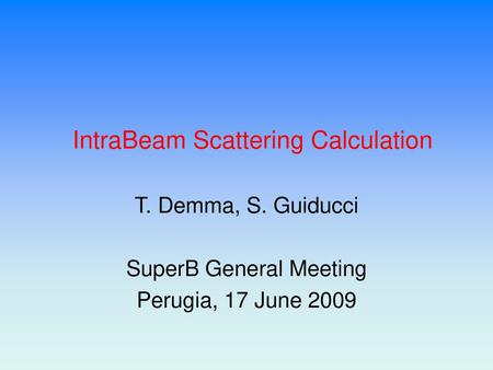 IntraBeam Scattering Calculation