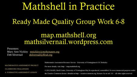 Mathshell in Practice Ready Made Quality Group Work 6-8