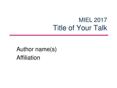 Author name(s) Affiliation