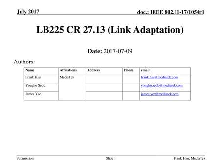 LB225 CR (Link Adaptation)