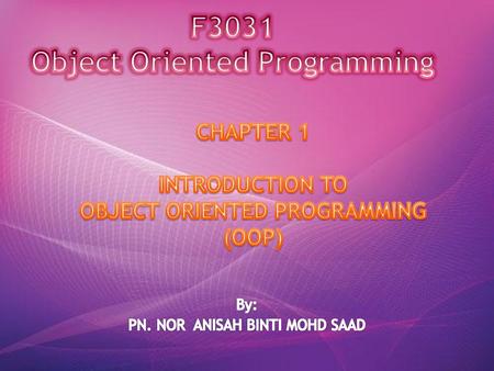 F3031 Object Oriented Programming