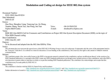 Modulation and Coding set design for IEEE m system