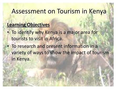Assessment on Tourism in Kenya