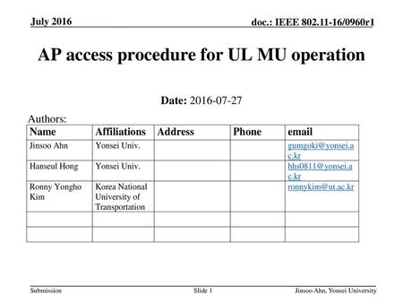 AP access procedure for UL MU operation