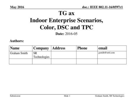 TG ax Indoor Enterprise Scenarios, Color, DSC and TPC