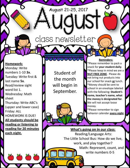 Student of the month will begin in September.