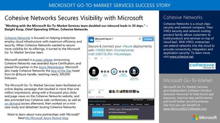 MICROSOFT GO-TO-MARKET SERVICES SUCCESS STORY