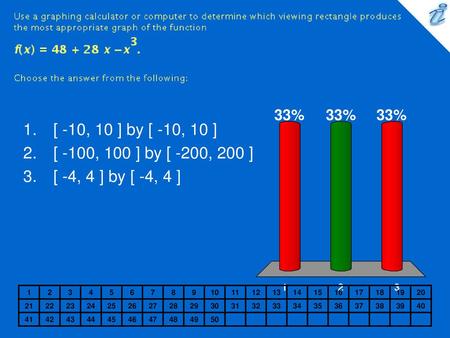 Use a graphing calculator or computer to determine which viewing rectangle produces the most appropriate graph of the function {image} Choose the answer.